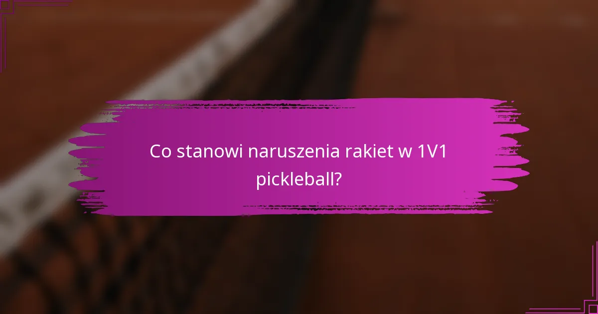 Co stanowi naruszenia rakiet w 1V1 pickleball?