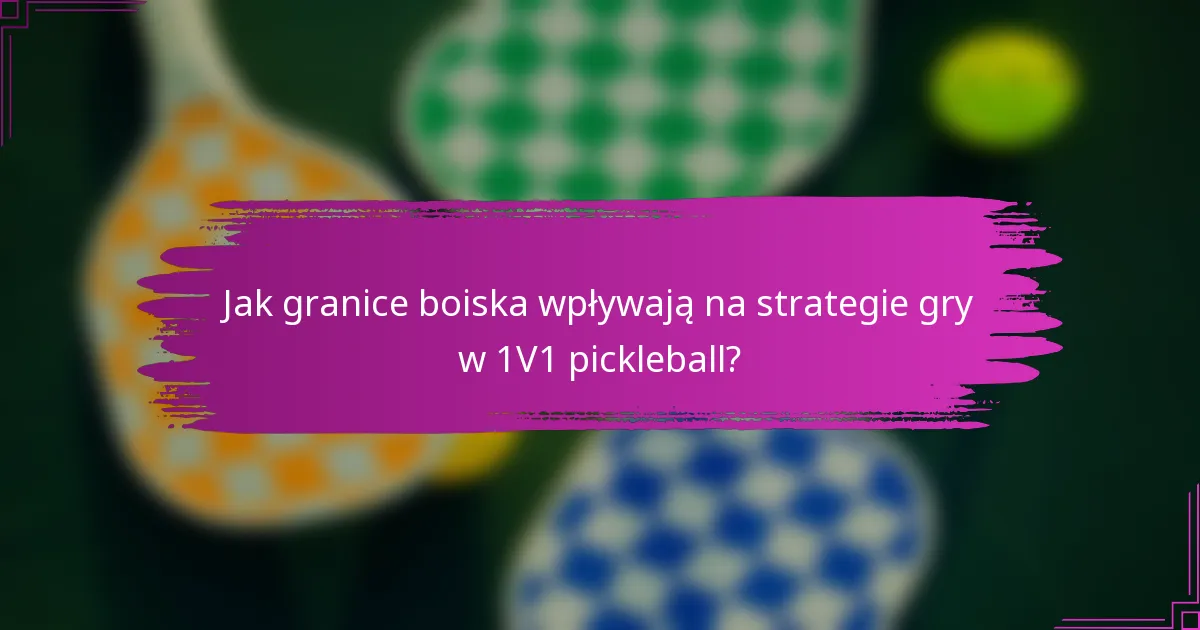Jak granice boiska wpływają na strategie gry w 1V1 pickleball?