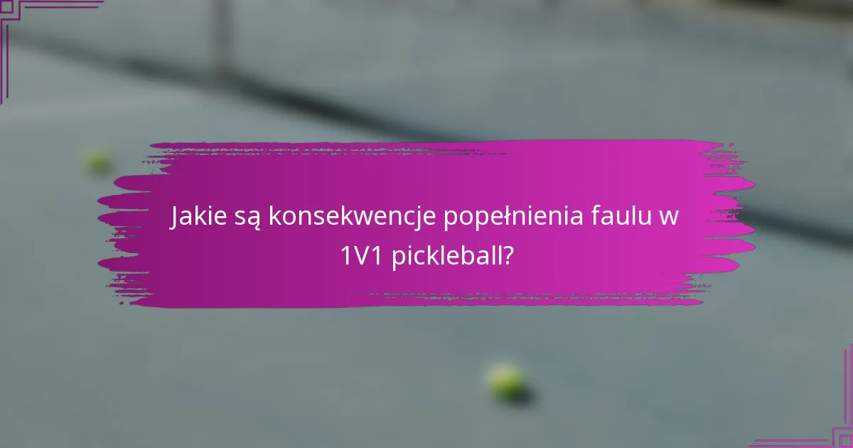 Jakie są konsekwencje popełnienia faulu w 1V1 pickleball?