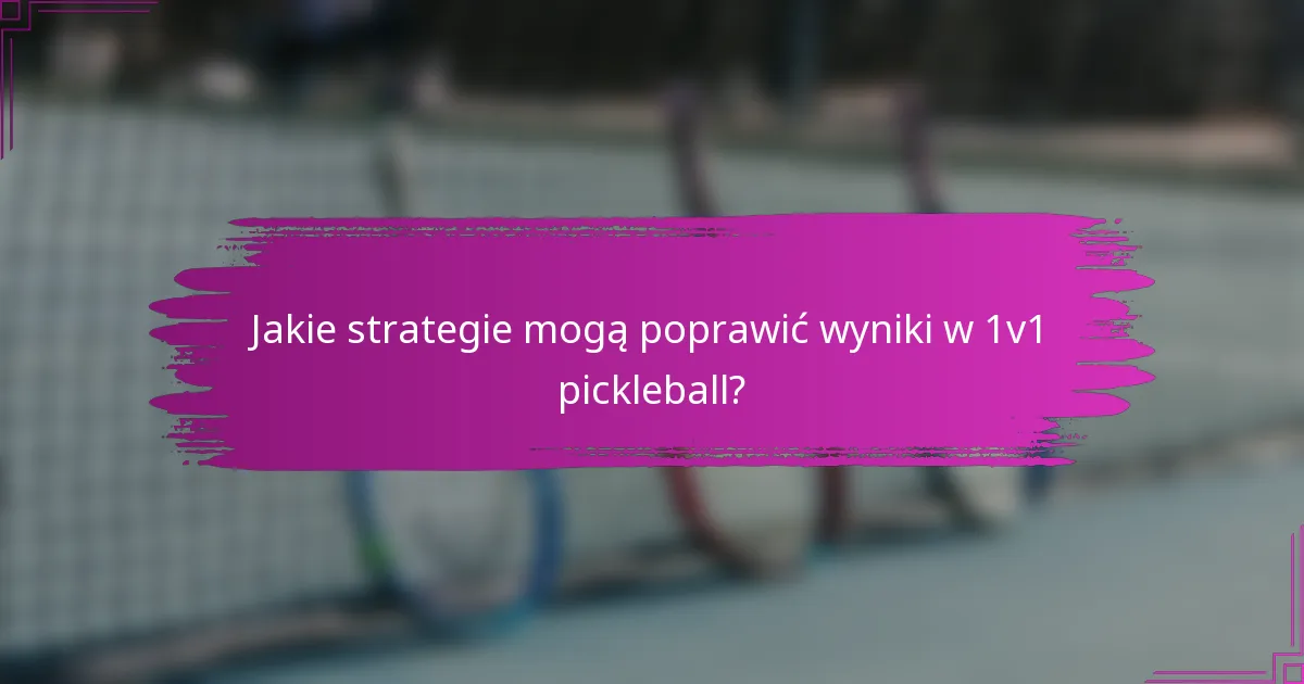 Jakie strategie mogą poprawić wyniki w 1v1 pickleball?